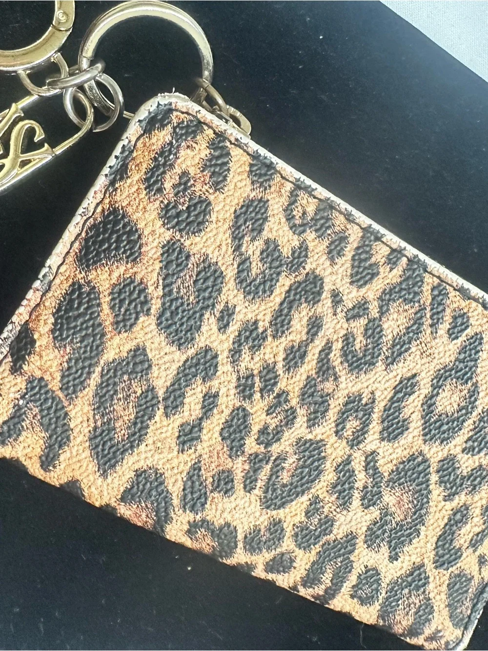 Leopard Print Zip Pouch Keychain - Animal Print Women's Bag